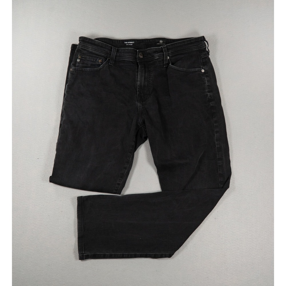 AG Adriano Goldschmied The Everett Slim Straight Black Jeans 33x34